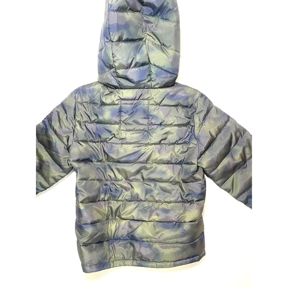Baby GAP ColdControl Camo Puffer Jacket Kids 4 Years Green Blue Hooded Coat 0213 - Picture 7 of 9